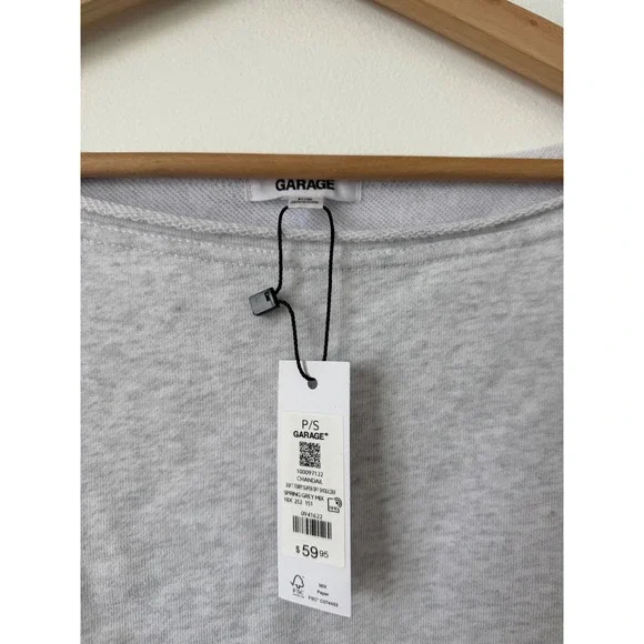 Garage SoftTerry™ Rib Off-Shoulder Sweater – Spring Grey Mix – Size Small – NWT - Picture 3 of 4